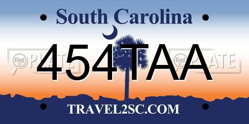 454TAA South Carolina License Plate