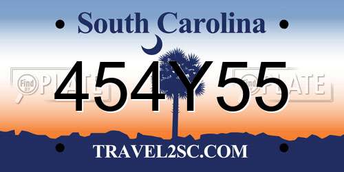 454Y55 South Carolina License Plate