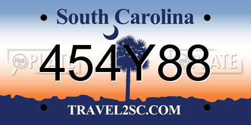 454Y88 South Carolina License Plate