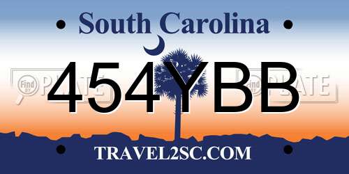 454YBB South Carolina License Plate