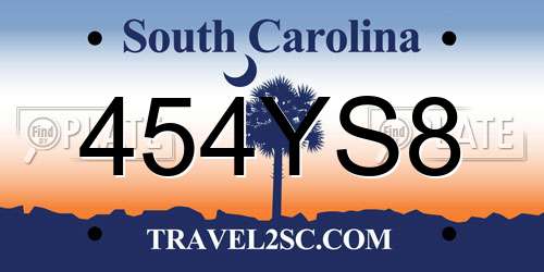 454YS8 South Carolina License Plate