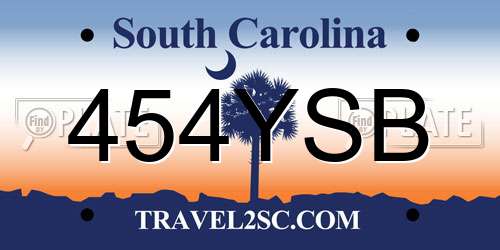 454YSB South Carolina License Plate