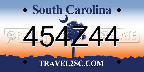 454Z44 South Carolina License Plate