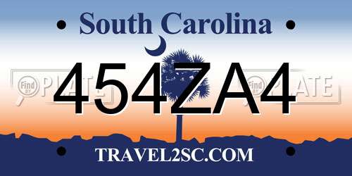 454ZA4 South Carolina License Plate