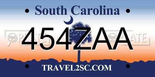 454ZAA South Carolina License Plate