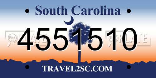 4551510 South Carolina License Plate