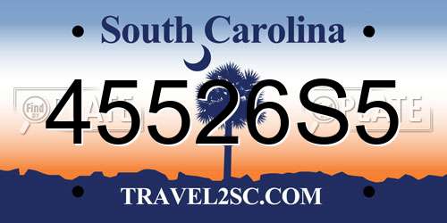 45526S5 South Carolina License Plate