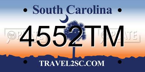 4552TM South Carolina License Plate