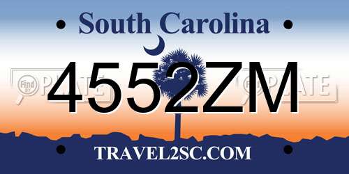 4552ZM South Carolina License Plate