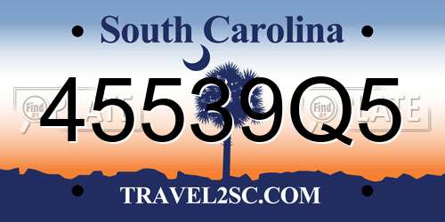 45539Q5 South Carolina License Plate
