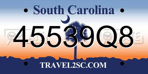 45539Q8 South Carolina License Plate