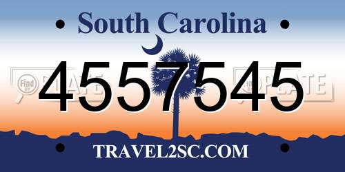 4557545 South Carolina License Plate