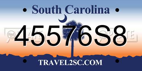 45576S8 South Carolina License Plate