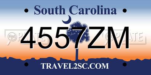 4557ZM South Carolina License Plate