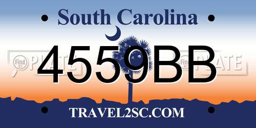 4559BB South Carolina License Plate
