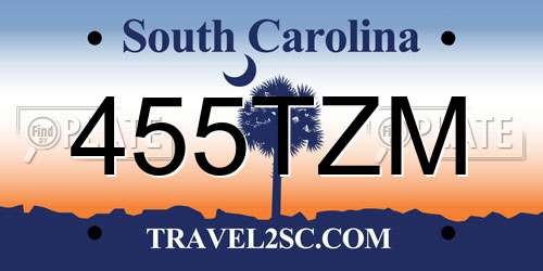 455TZM South Carolina License Plate
