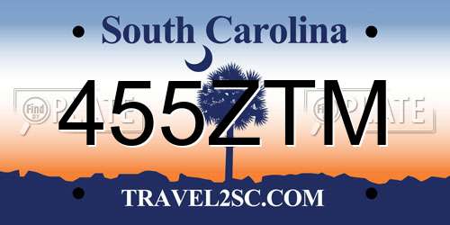 455ZTM South Carolina License Plate