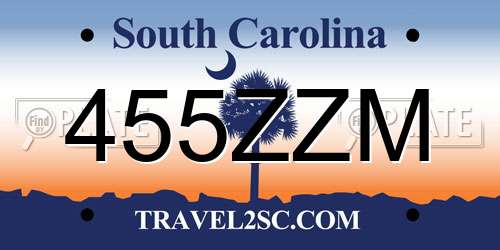 455ZZM South Carolina License Plate
