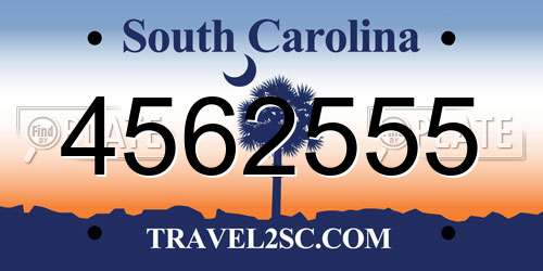 4562555 South Carolina License Plate