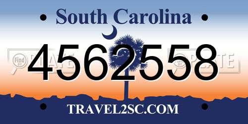 4562558 South Carolina License Plate
