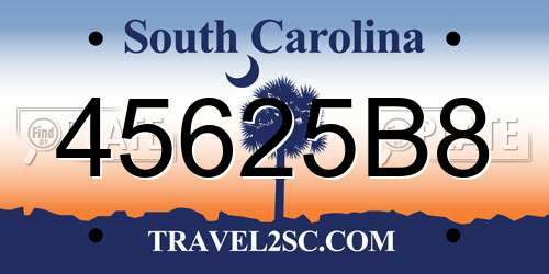 45625B8 South Carolina License Plate