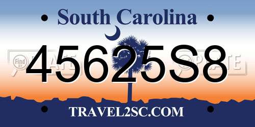 45625S8 South Carolina License Plate