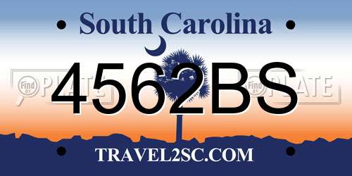 4562BS South Carolina License Plate