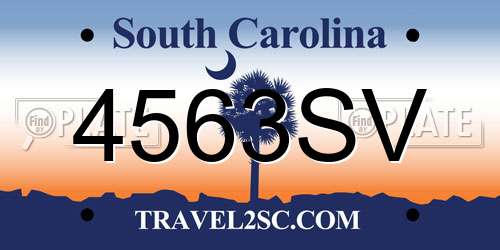 4563SV South Carolina License Plate
