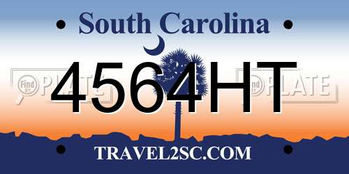 4564HT South Carolina License Plate