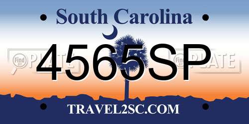 4565SP South Carolina License Plate