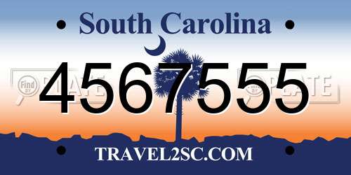 4567555 South Carolina License Plate