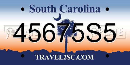 45675S5 South Carolina License Plate