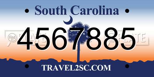 4567885 South Carolina License Plate