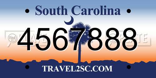 4567888 South Carolina License Plate