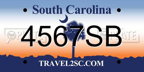 4567SB South Carolina License Plate