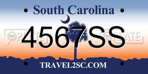 4567SS South Carolina License Plate