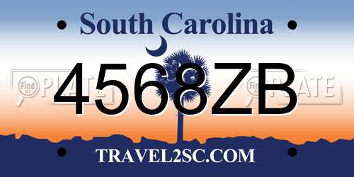 4568ZB South Carolina License Plate