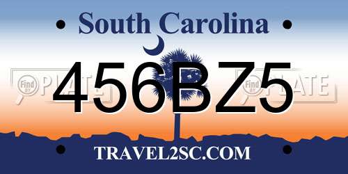 456BZ5 South Carolina License Plate
