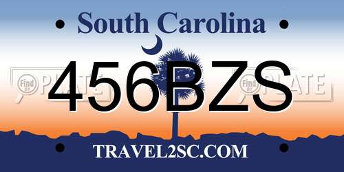 456BZS South Carolina License Plate