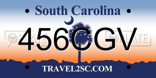 456CGV South Carolina License Plate