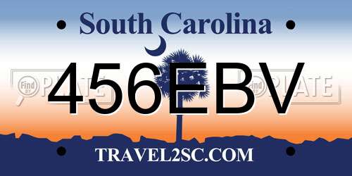 456EBV South Carolina License Plate