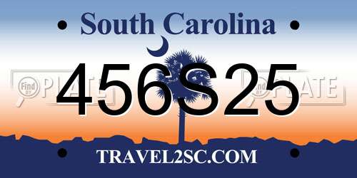 456S25 South Carolina License Plate