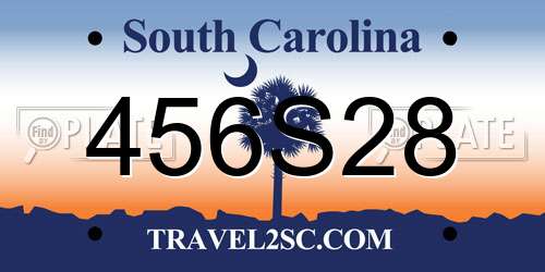 456S28 South Carolina License Plate