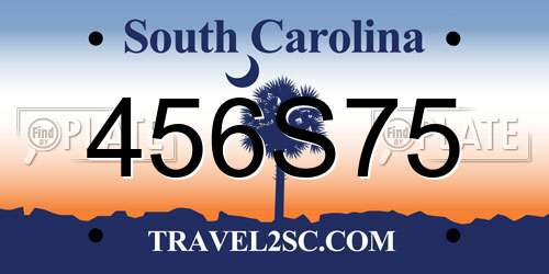 456S75 South Carolina License Plate