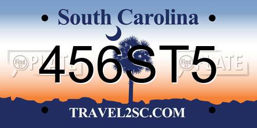 456ST5 South Carolina License Plate