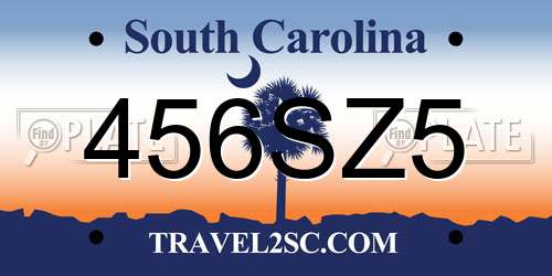 456SZ5 South Carolina License Plate