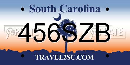 456SZB South Carolina License Plate