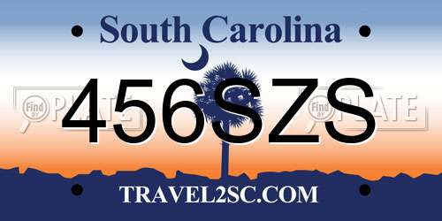 456SZS South Carolina License Plate