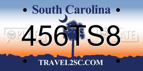 456TS8 South Carolina License Plate