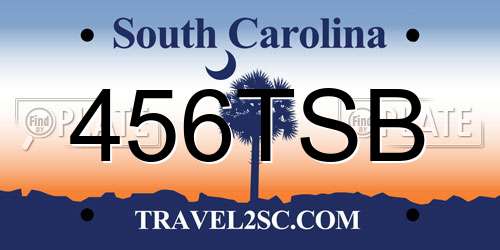456TSB South Carolina License Plate